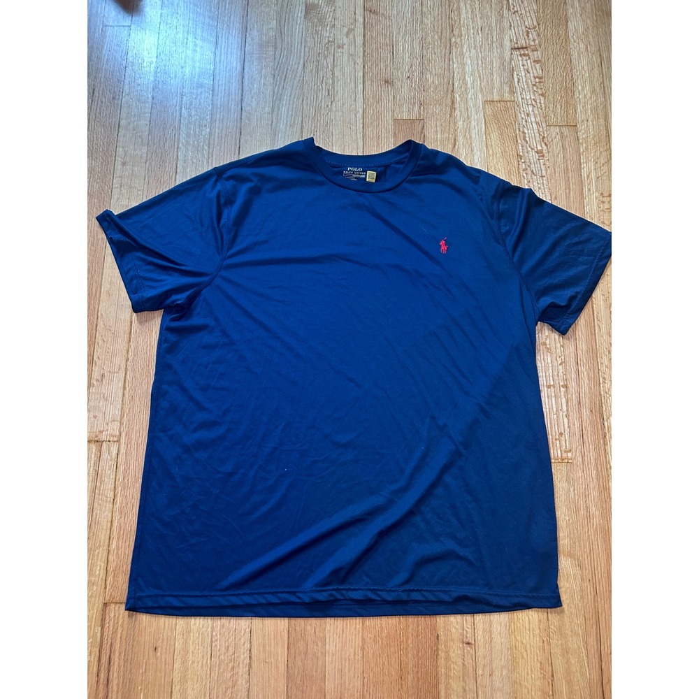 Polo Ralph Lauren Performance T-Shirt Mens 2XB Navy Blue Red Pony Logo Tee